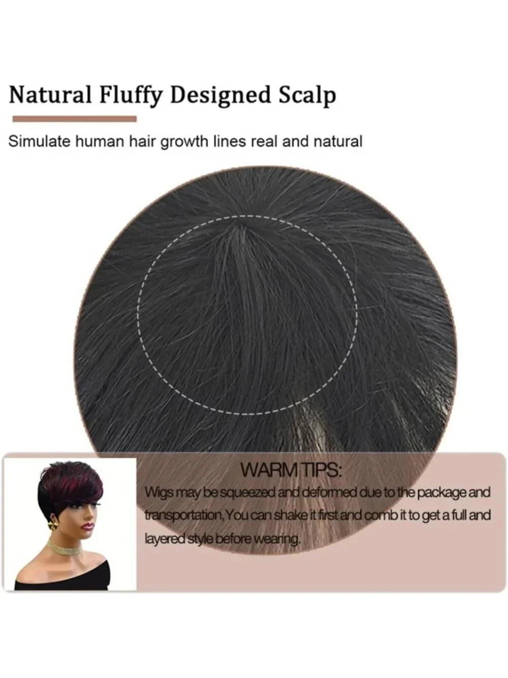 180% Density Burgundy Highlight Pixie Cut Wig - Glueless Human Hair for Daily